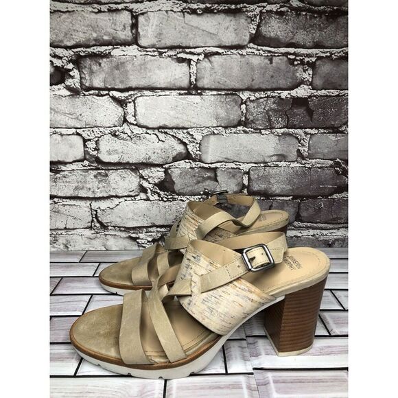 Johnston & Murphy Kayla Taupe Leather Heel Strappy Sandals Women’s Sz 9M US/40EU - Picture 12 of 16